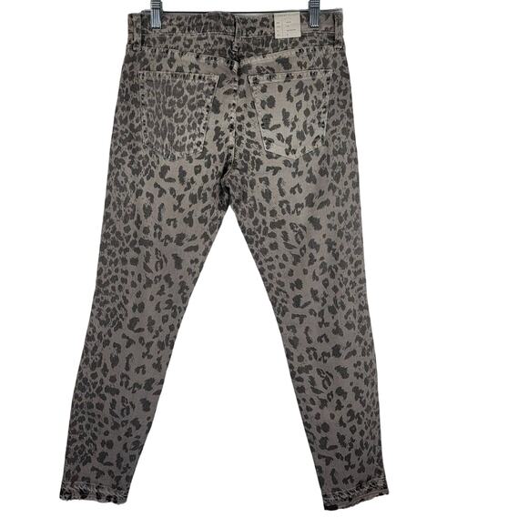 Current Elliott The Stiletto Grey Drop/Fringe Hem Leopard Jeans 27 NWT - Picture 2 of 6